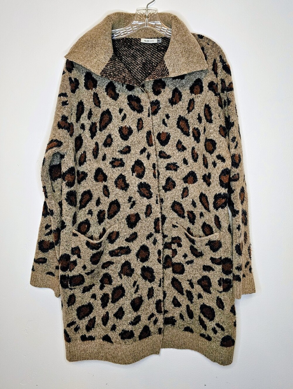 Leopard Print Sweater Coat - M/L